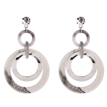 Classic Round Shape Circle Acrylic Chain Link Drop Earrings For Women